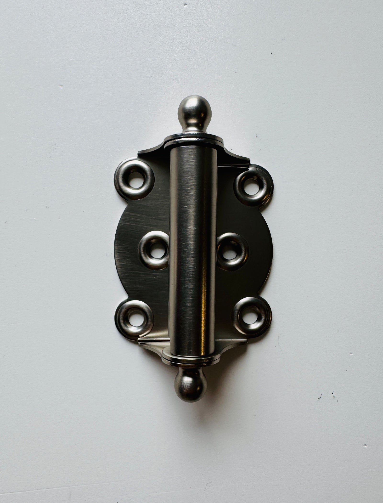 Brushed Nickel Finished Brass Ball-Tip Spring Door Hinge - Purdy Hardware - Door Hardware
