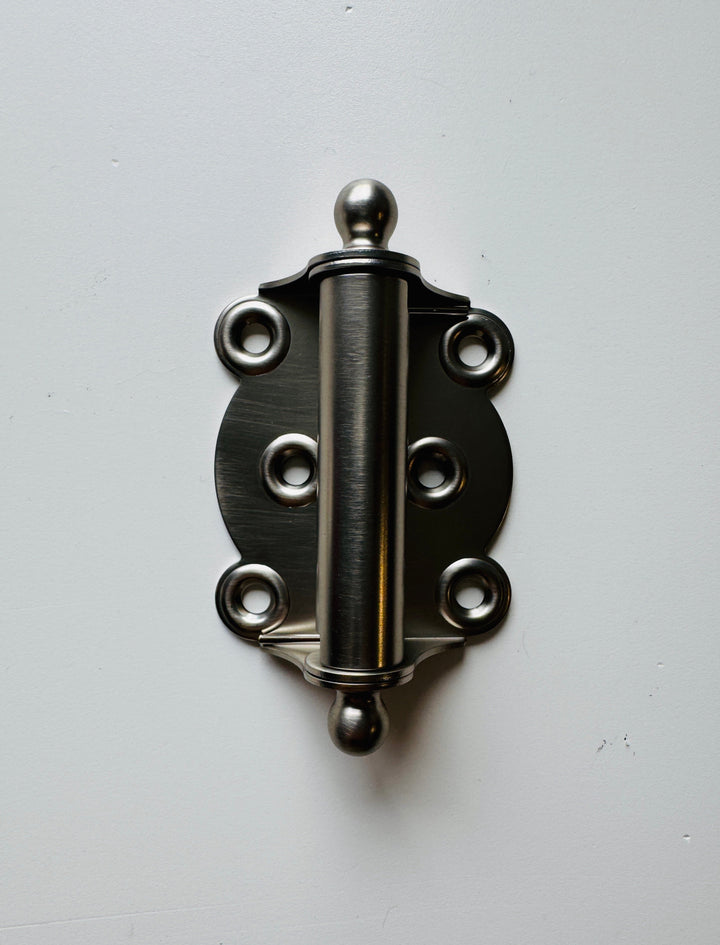 Brushed Nickel Finished Brass Ball-Tip Spring Door Hinge