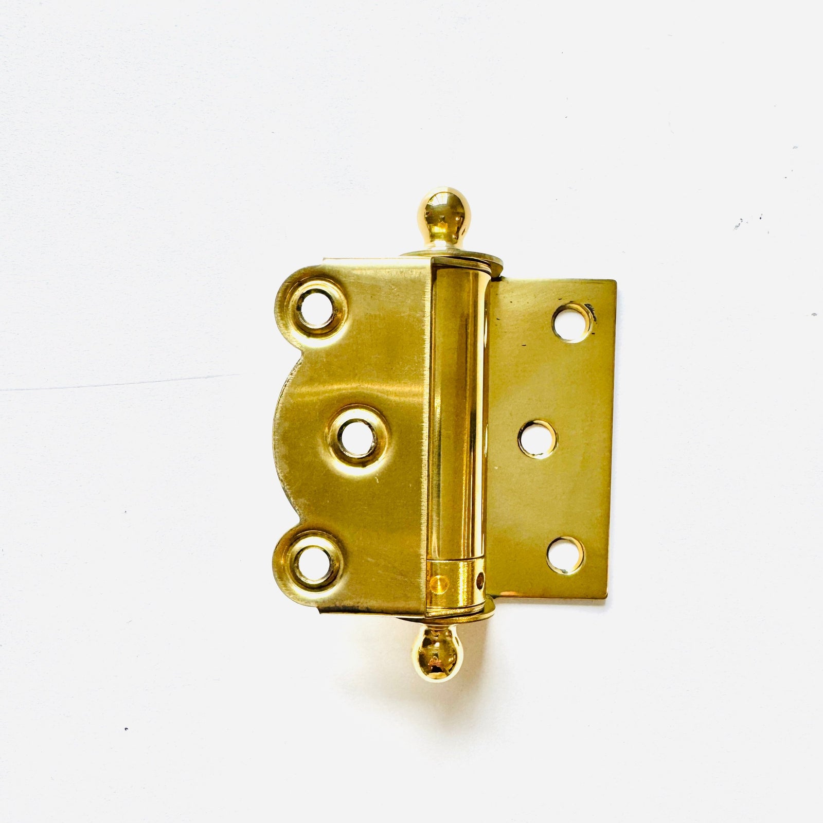 Unlacquered Brass Finish  Brass Half Surface Spring Door Hinge with Ball-Tips - Purdy Hardware - Door Hardware