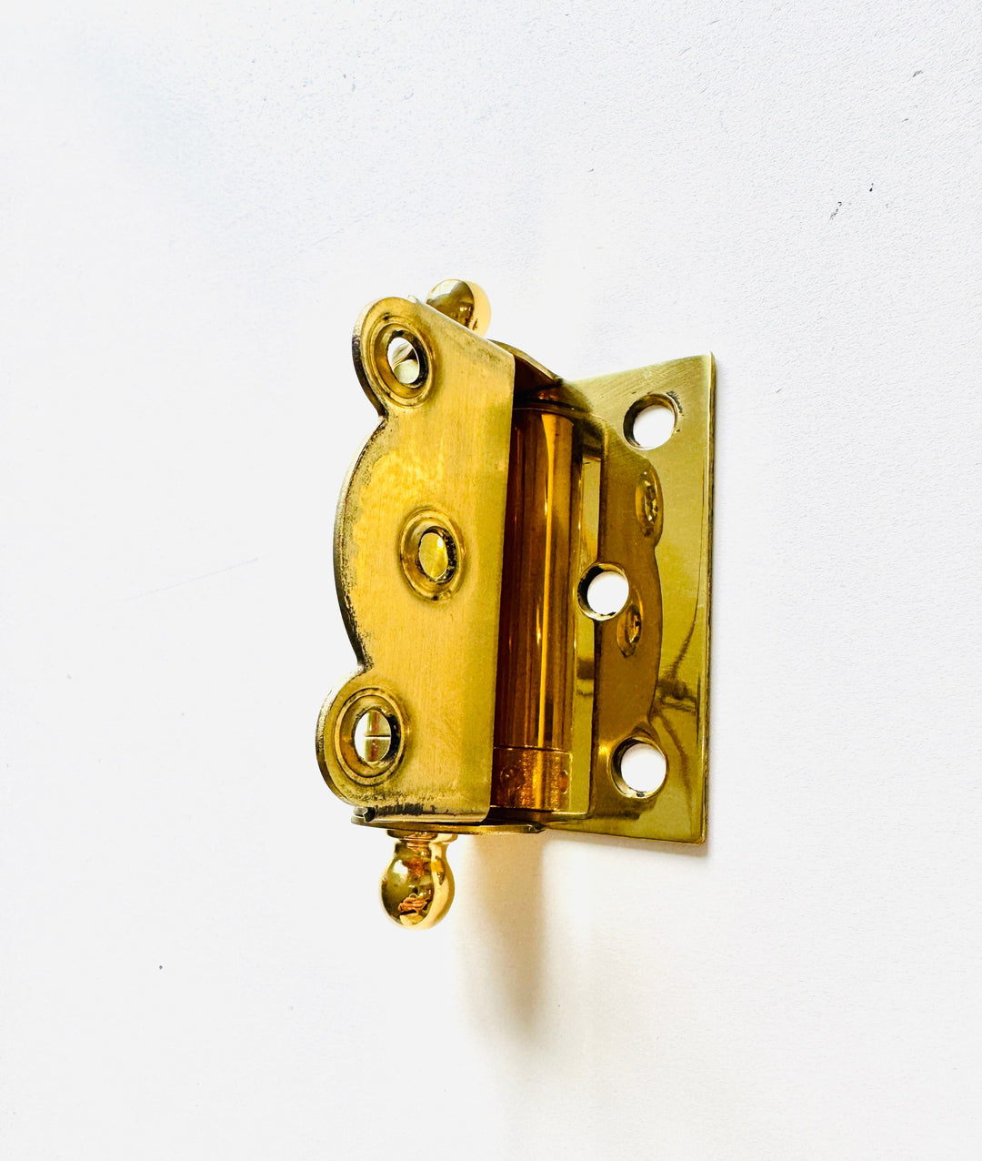 Unlacquered Brass Finish  Brass Half Surface Spring Door Hinge with Ball-Tips