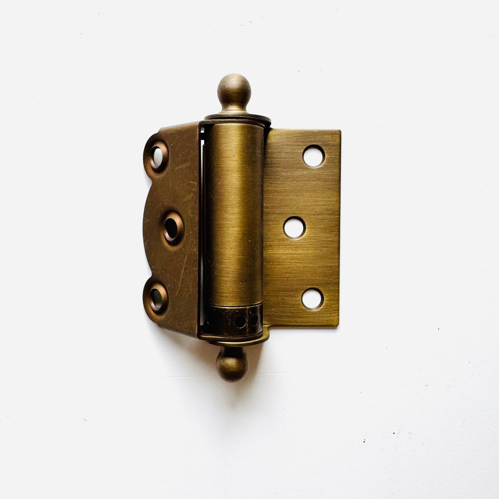 Antique Brass Finish  Brass Half Surface Spring Door Hinge with Ball-Tips - Purdy Hardware - Door Hardware