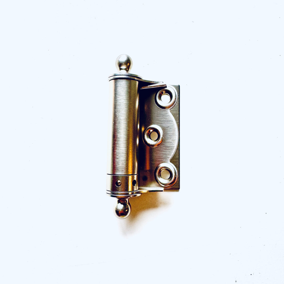 Brushed Nickel Finished Brass Half Surface Spring Door Hinge with Ball-Tips