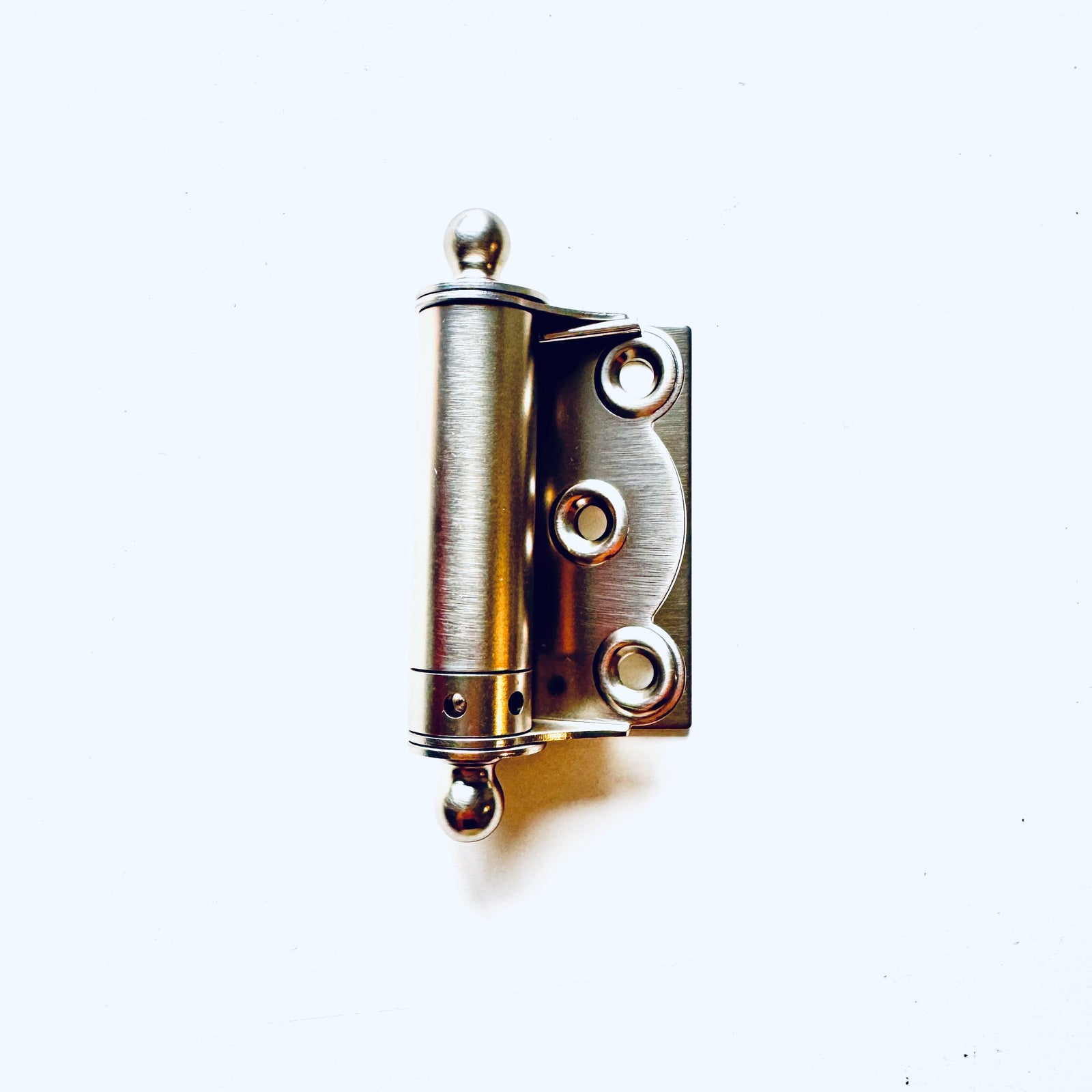 Brushed Nickel Finished Brass Half Surface Spring Door Hinge with Ball-Tips - Purdy Hardware - Door Hardware