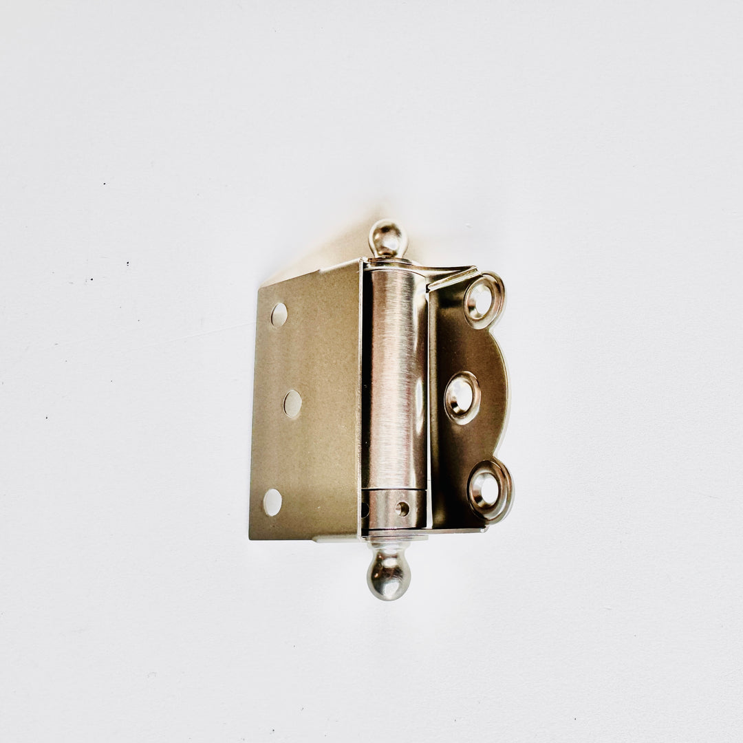 Brushed Nickel Finished Brass Half Surface Spring Door Hinge with Ball-Tips