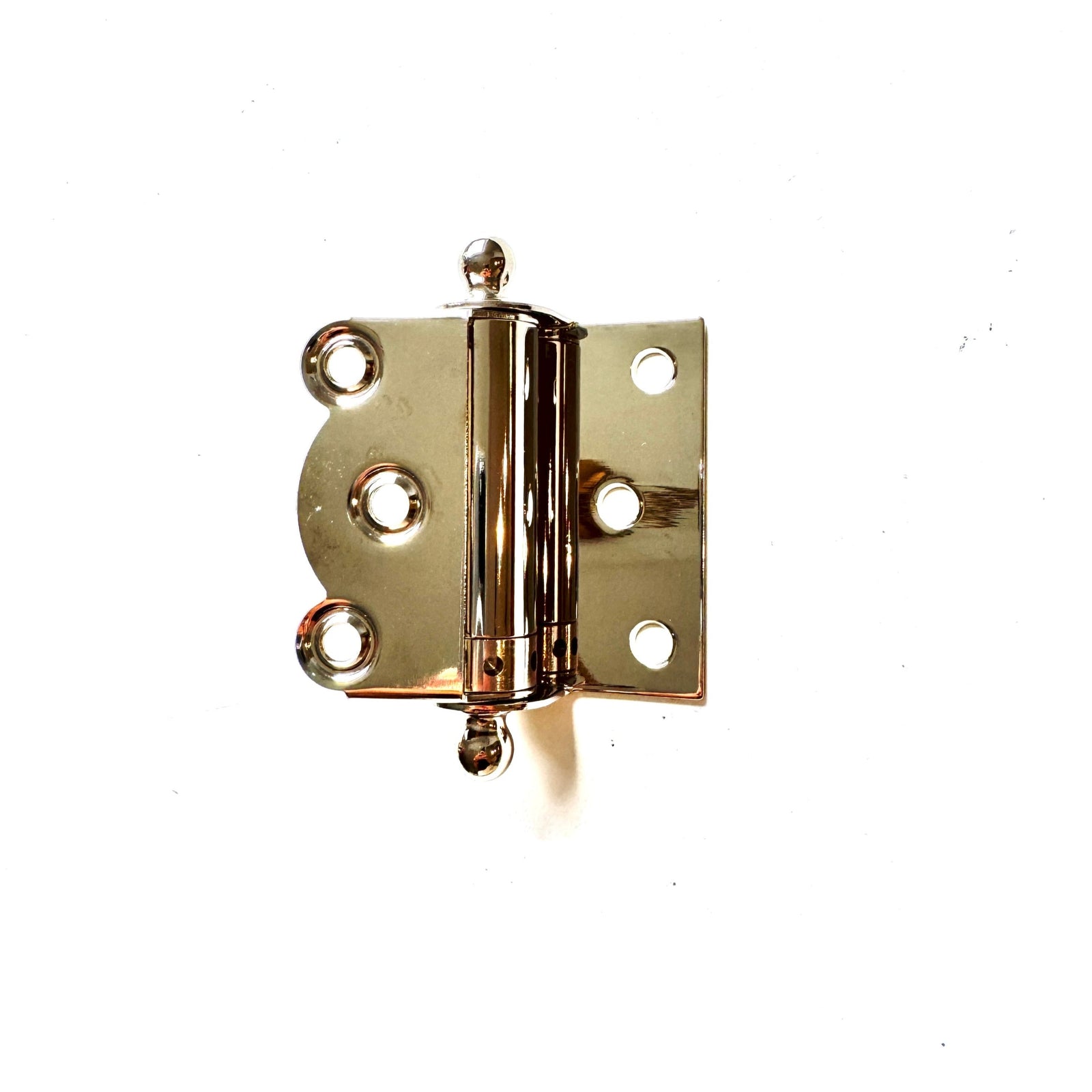 Polished Nickel Finished Brass Half Surface Spring Door Hinge with Ball-Tips - Purdy Hardware - Door Hardware