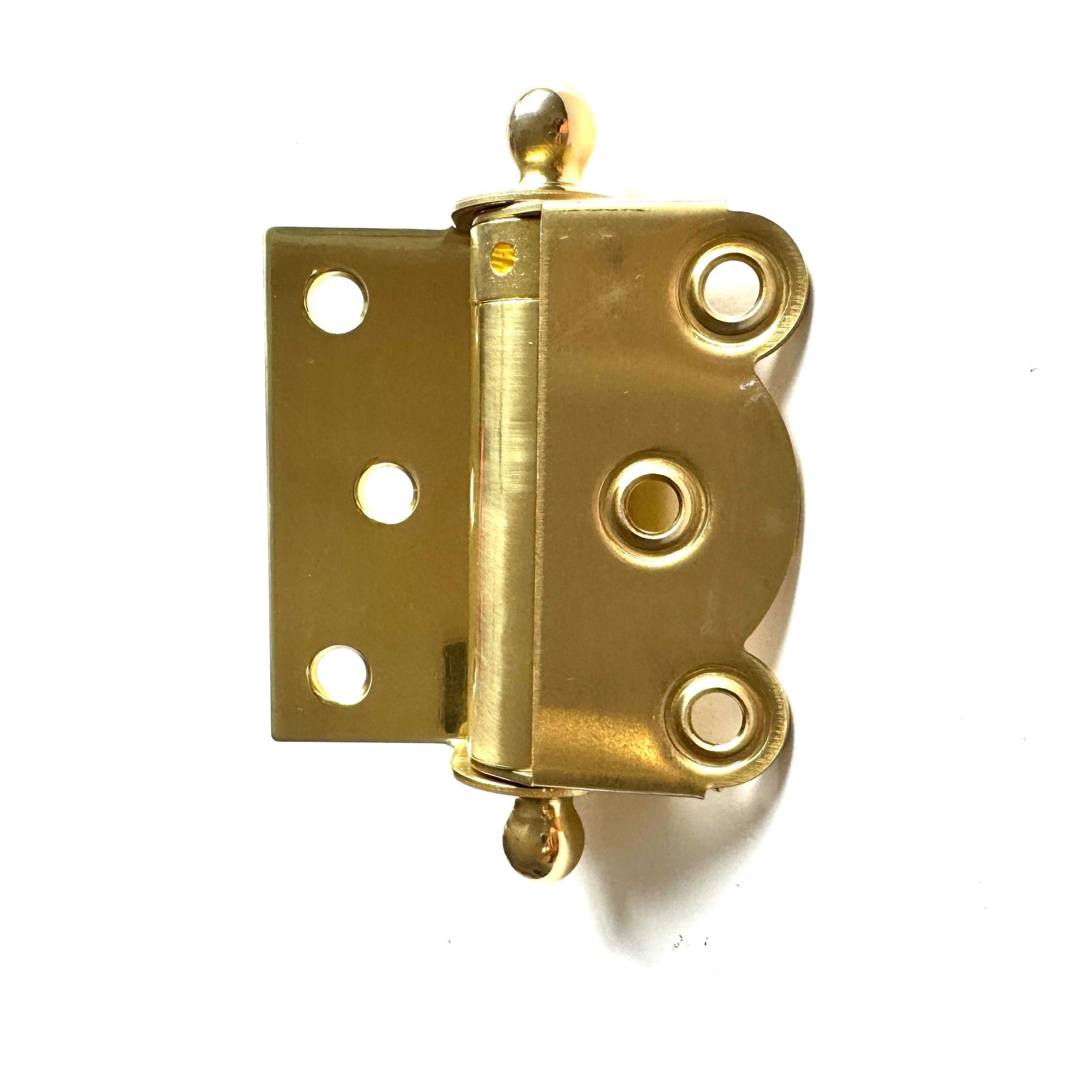 Polished Brass Half Surface Spring Door Hinge with Ball-Tips - Purdy Hardware - Door Hardware