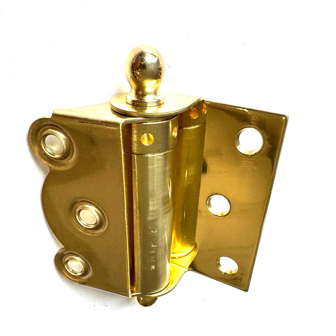 Polished Brass Half Surface Spring Door Hinge with Ball-Tips