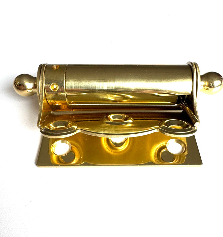 Polished Brass Half Surface Spring Door Hinge with Ball-Tips