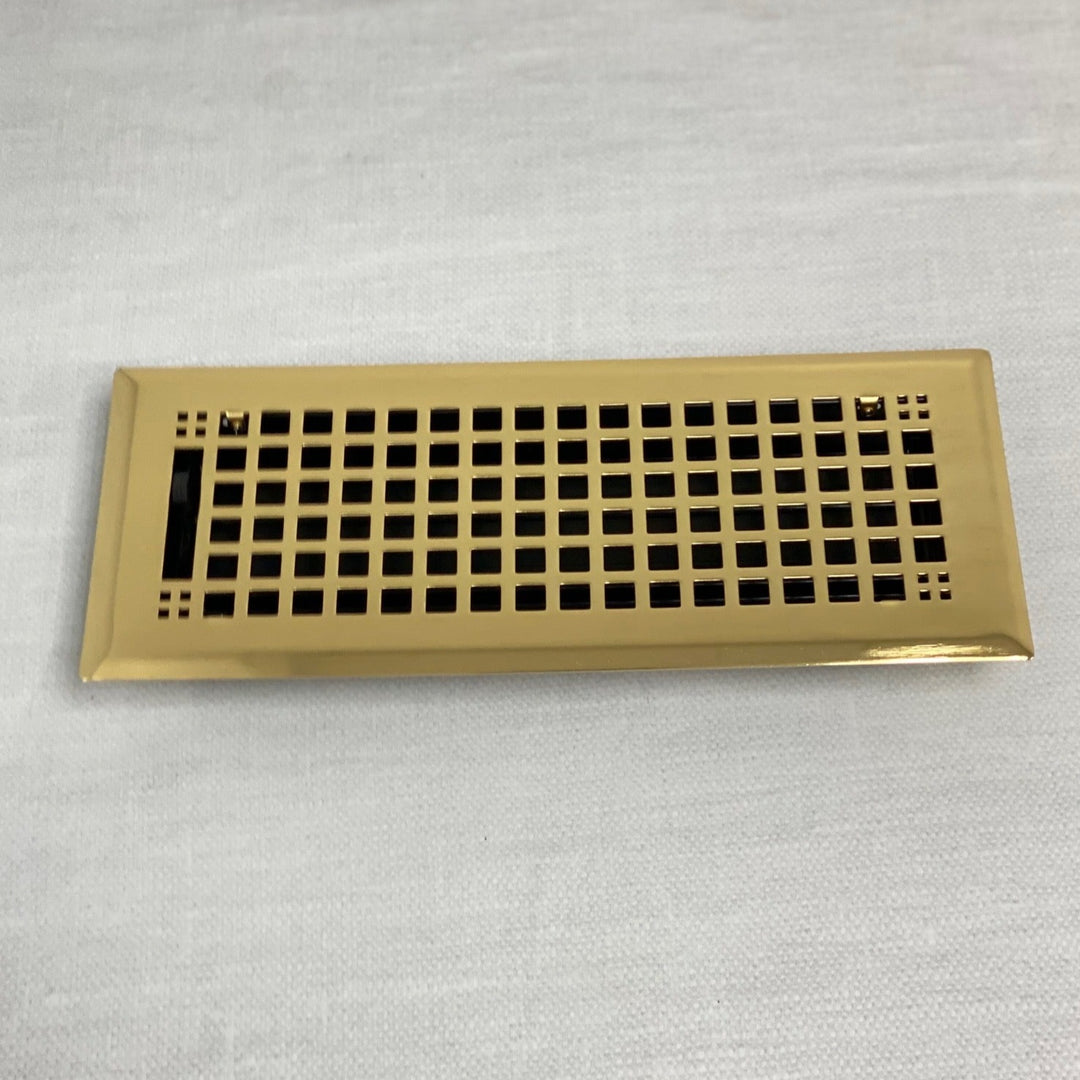 Decorative Polished Brass "Squares" Metal Register - Purdy Hardware - Registers