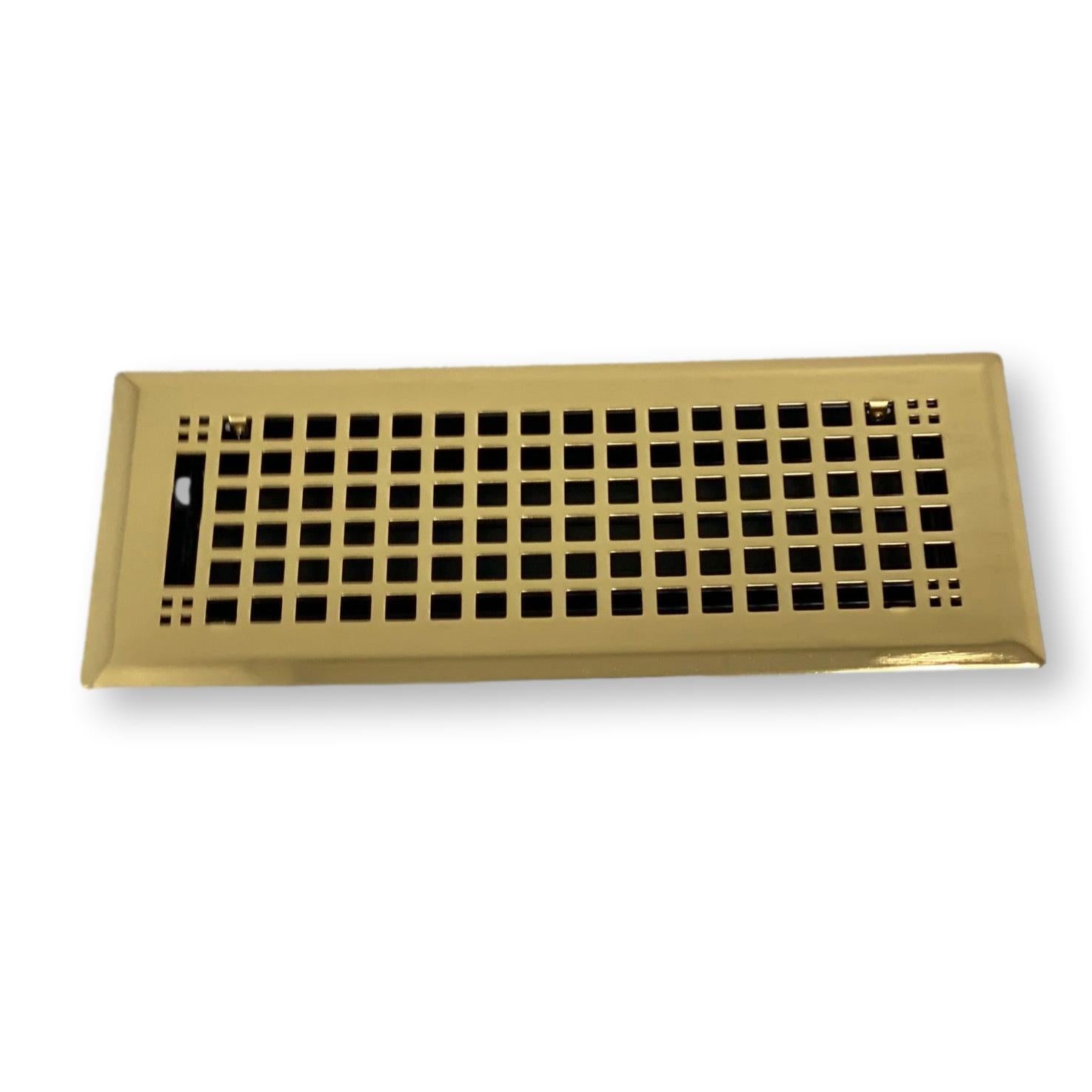 Decorative Polished Brass "Squares" Metal Register - Purdy Hardware - Registers