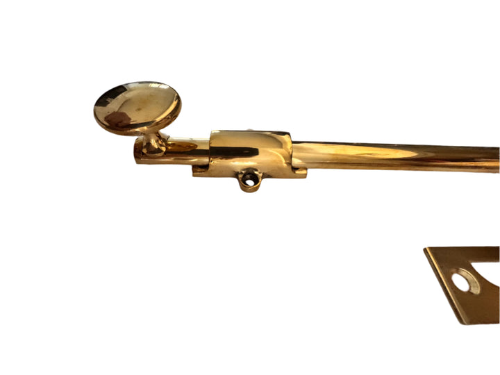 Unlacquered Brass 12" Surface Bolt, HD, Solid Brass for French Door