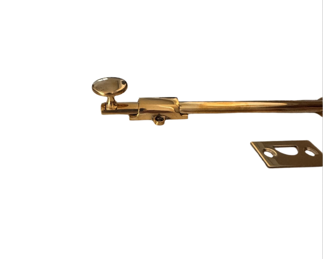 Unlacquered Brass 12" Surface Bolt, HD, Solid Brass for French Door