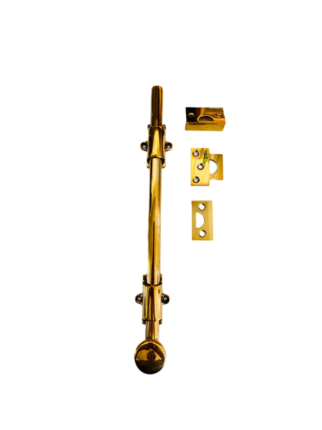 Unlacquered Brass 12" Surface Bolt, HD, Solid Brass for French Door