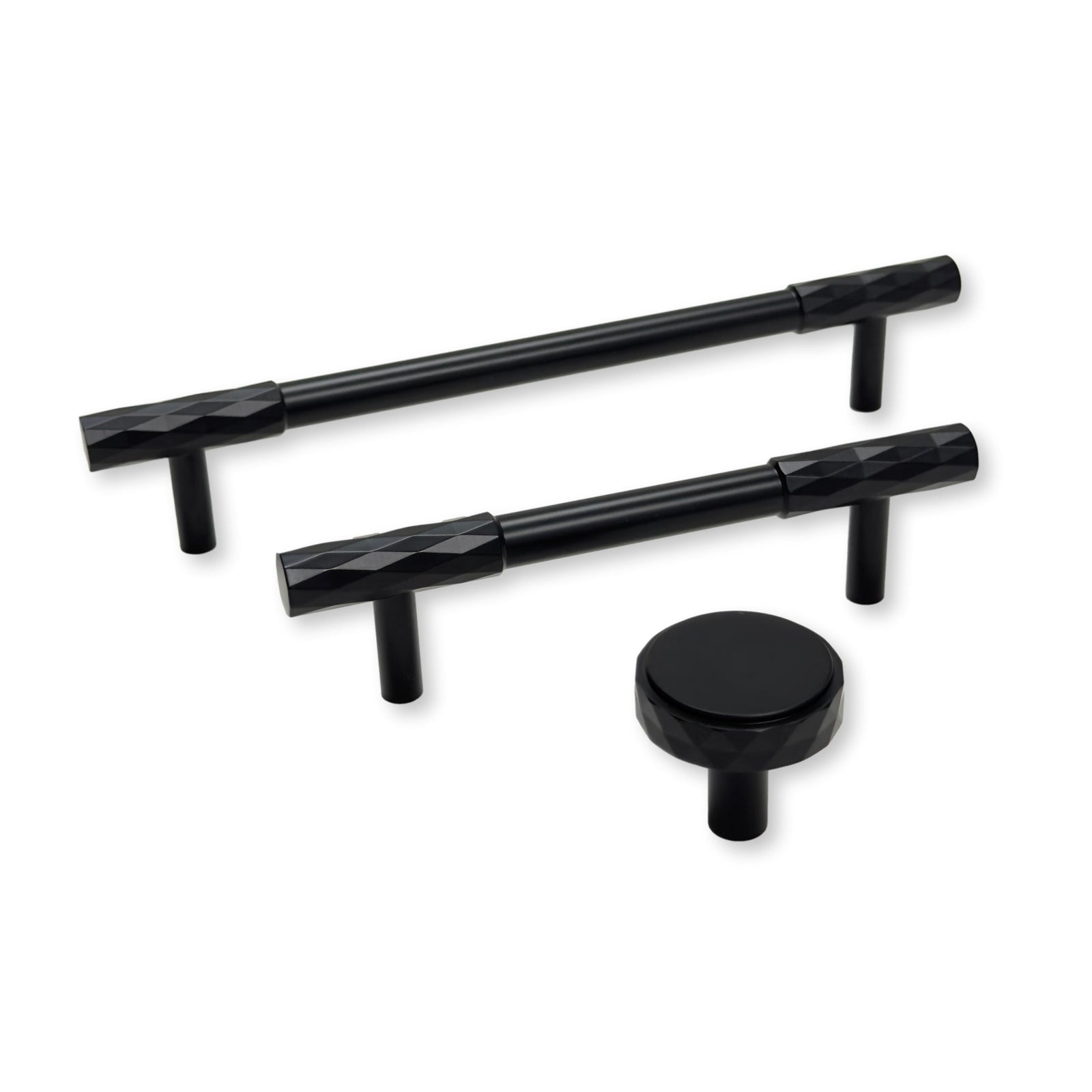 Matte Black Diamond Knurled Cabinet & Drawer Knob and Pulls - Purdy Hardware - 