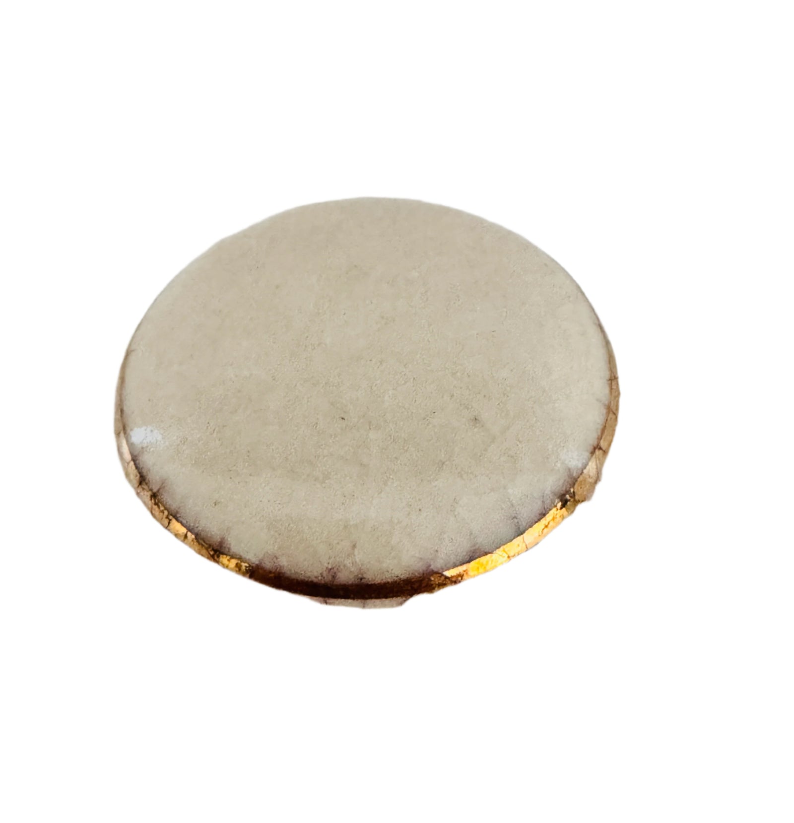 Round Off-White with a touch of Gold  Border "Chic" Cabinet Knob - Purdy Hardware - Knobs