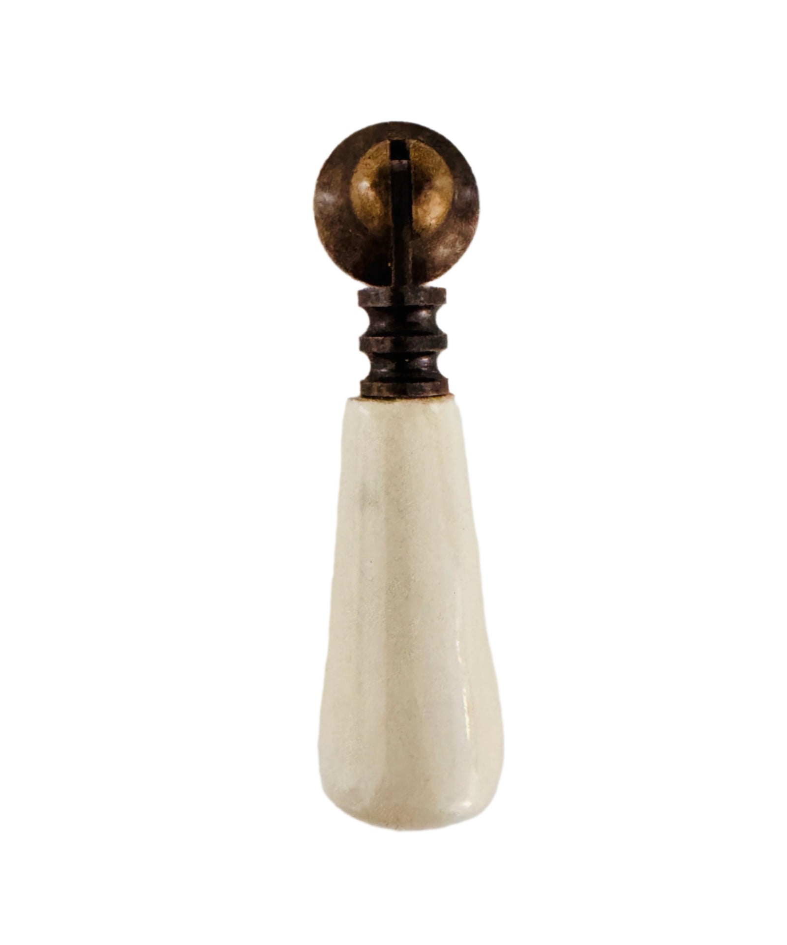 Ceramic & Antique Brass Drop Pull "Belle" Cabinet Ring Pull - Purdy Hardware - Knobs