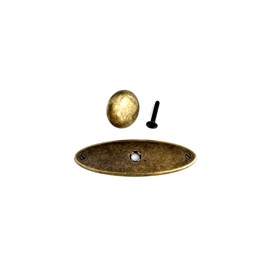 Oval Plate Knob with Escutcheon Antiques Cabinet Drawer Pull