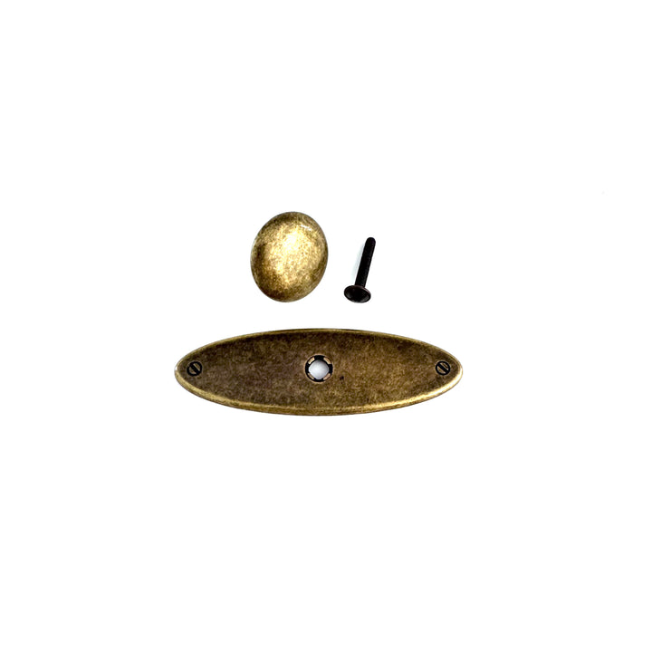 Oval Plate Knob with Escutcheon Antiques Cabinet Drawer Pull