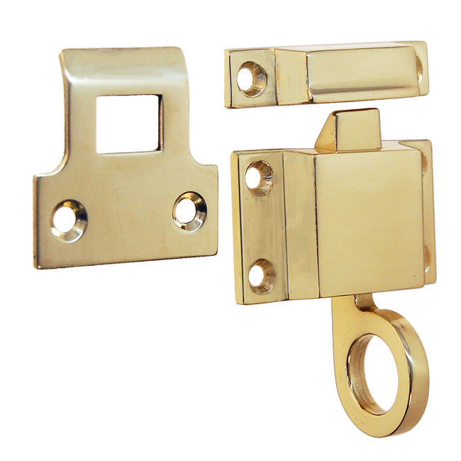 Polished Brass Self-Closing Latch for Transom Windows with Box Strike - Purdy Hardware - Hooks