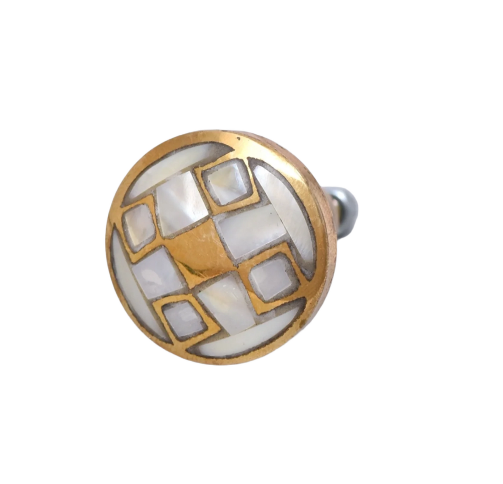 Brass and Mother of Pearl "April" Cabinet Knob - Purdy Hardware - 