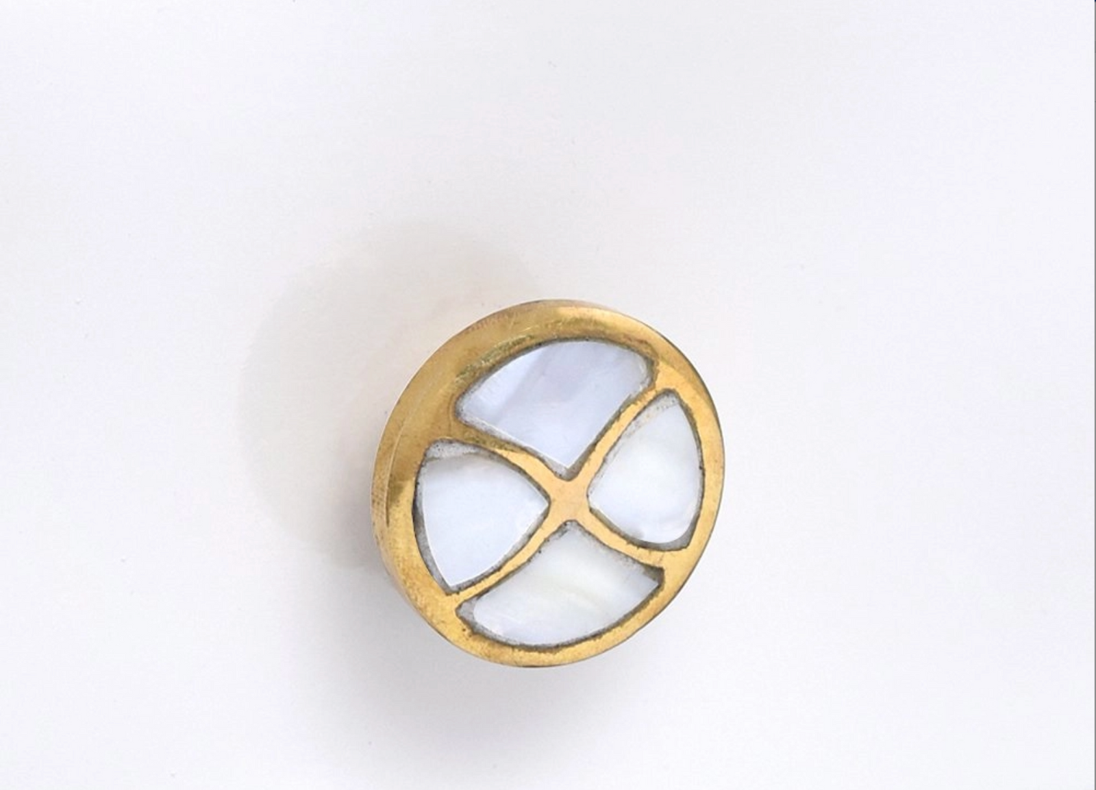 Brass and Mother of Pearl "Sand Timer" Round Cabinet Knob - Purdy Hardware - 