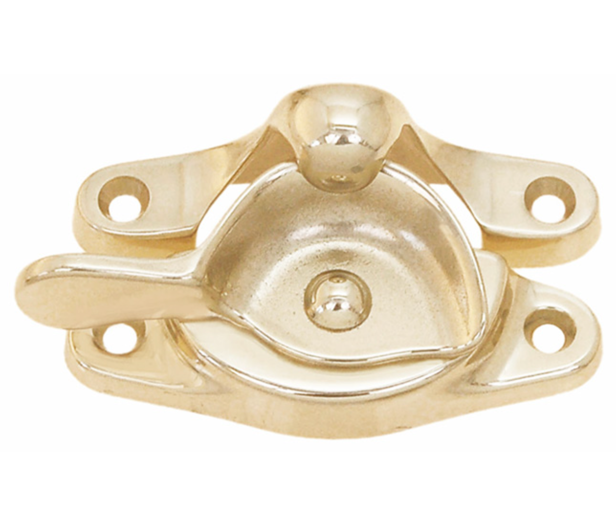 Crescent sash lock and strike for double-hung windows | Lacquered Polished Brass - Purdy Hardware - Crescent sash lock and strike for double-hung windows