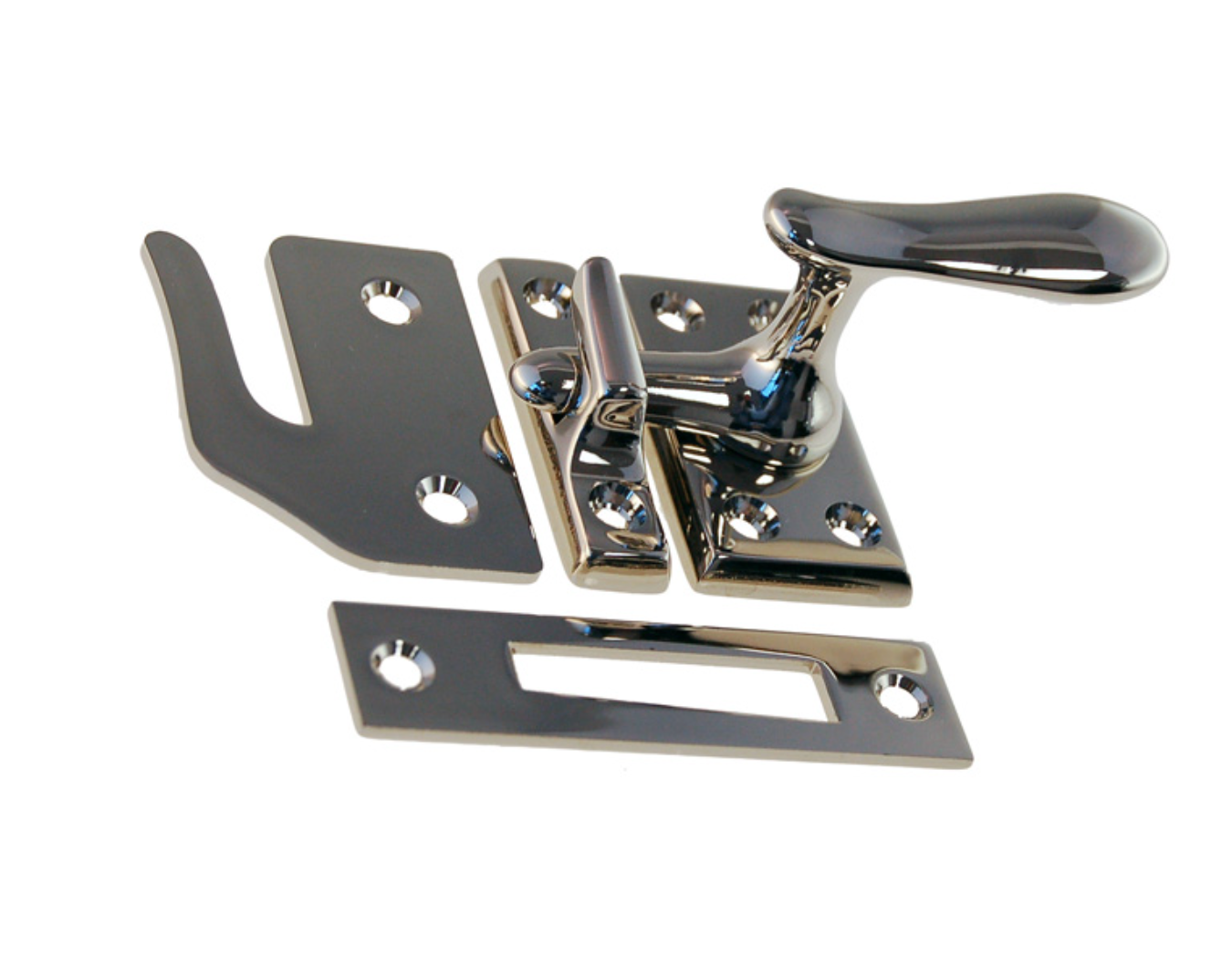 Casement window latch with 3 strikes | Polished Nickel – Purdy Hardware