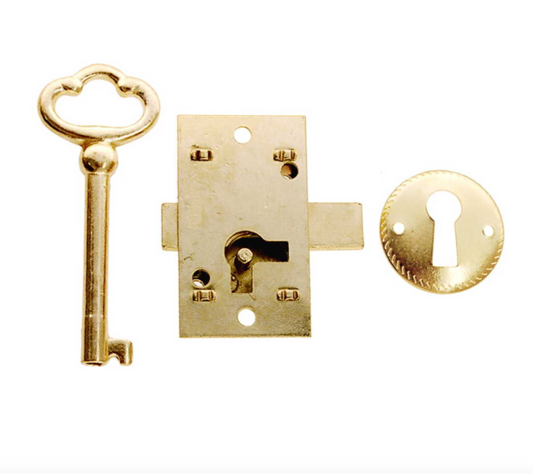 Non-Mortise (surface) Lock for Wardrobes and Cabinets – Small Brass