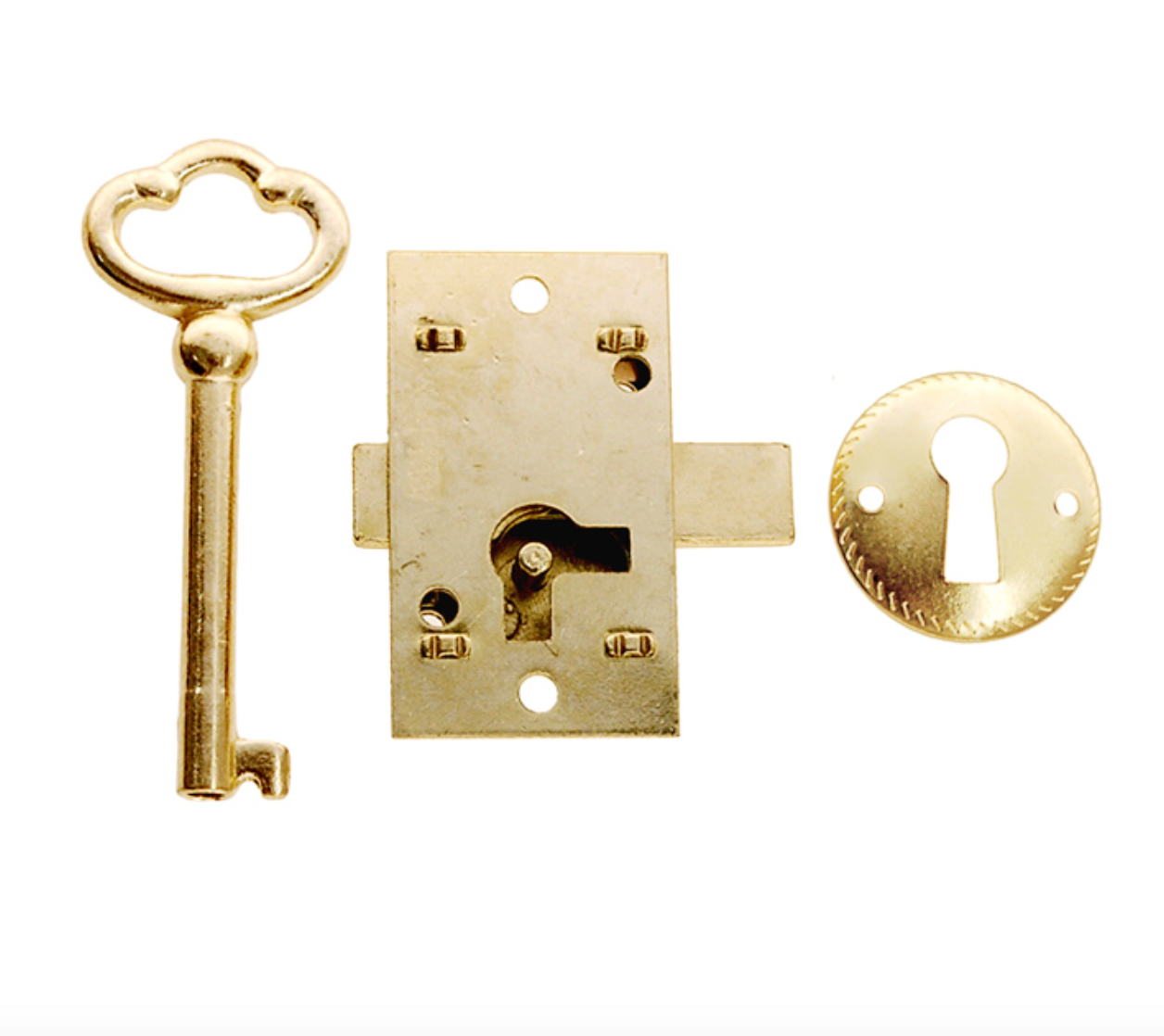 Non-Mortise (surface) Lock for Wardrobes and Cabinets – Small Brass - Purdy Hardware - Door Hardware
