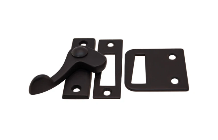 Oil Rubbed Bronze Casement window or storm screen latch with lever handle and 2 strikes - Left