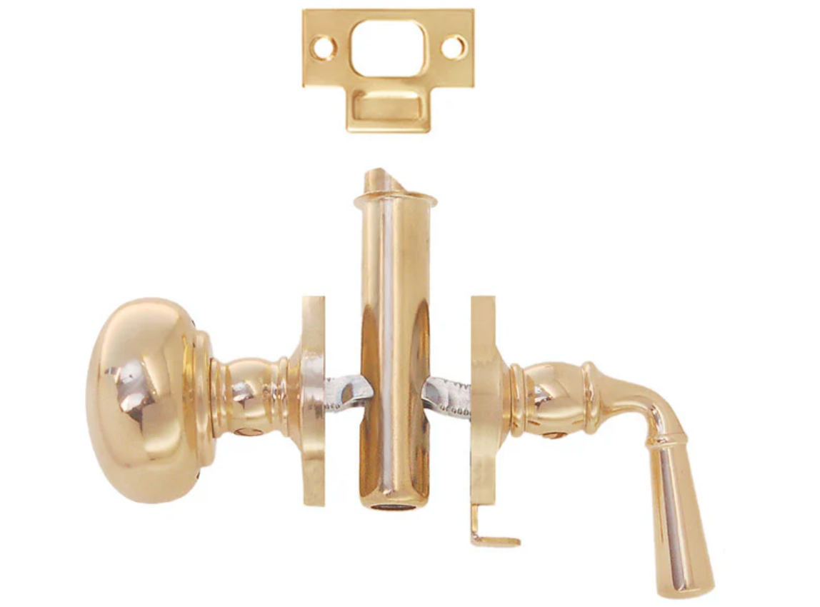 Polished Brass Screen Door Mortise Latch with Knob & Lever - Purdy Hardware - Door Hardware