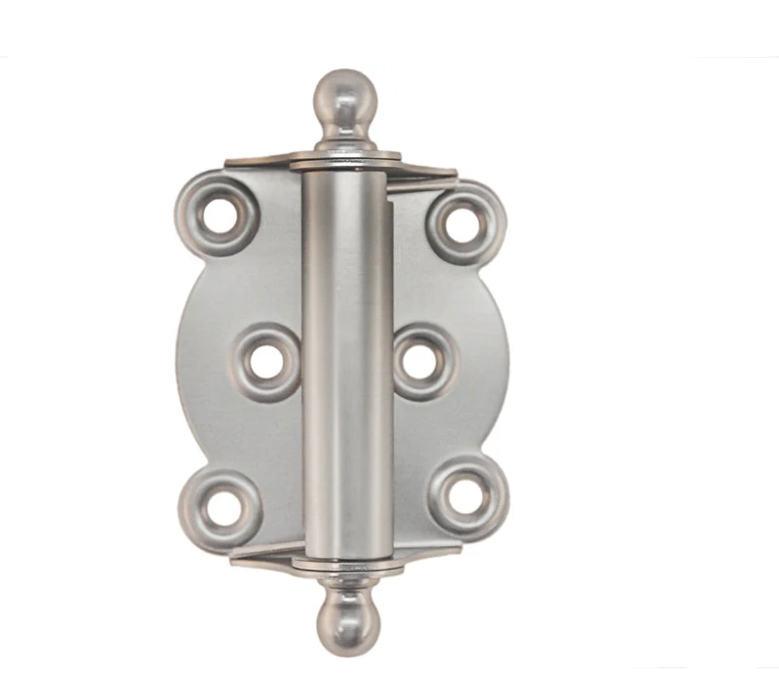 Brushed Nickel Finished Brass Ball-Tip Spring Door Hinge - Purdy Hardware - Door Hardware