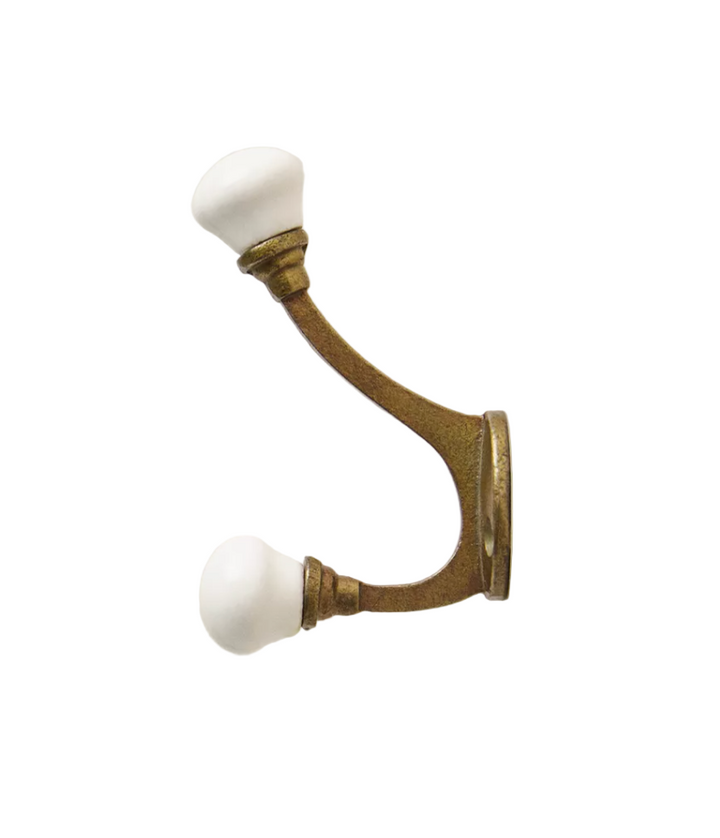 Off-White Ceramic Hook Farmhouse Decor Hardware