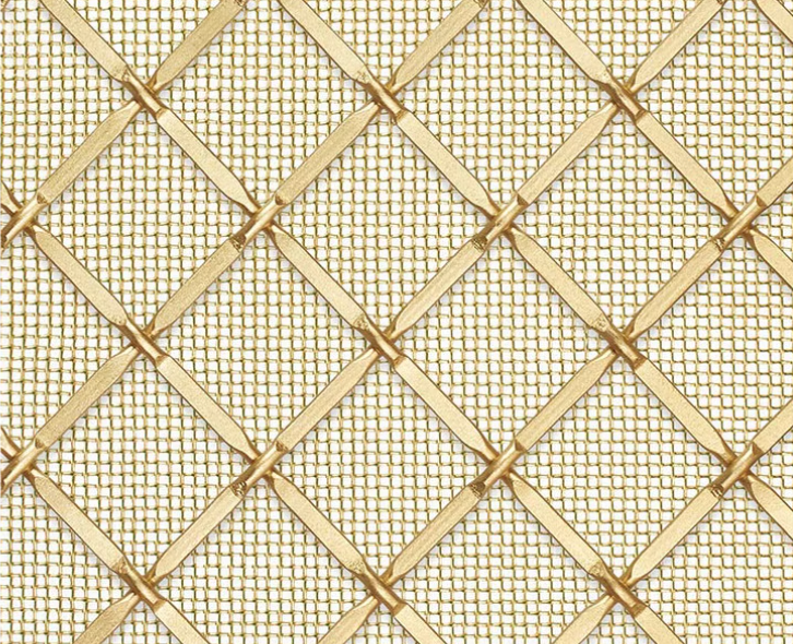 Wire Mesh Screen Satin Brass Finish Creative Grille Mesh