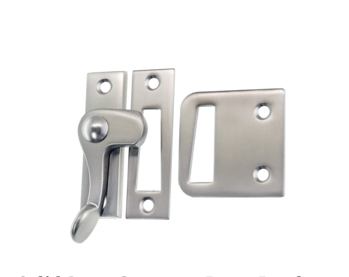 Brushed Nickel Casement window or storm screen latch with lever handle and 2 strikes - Left - Purdy Hardware - 