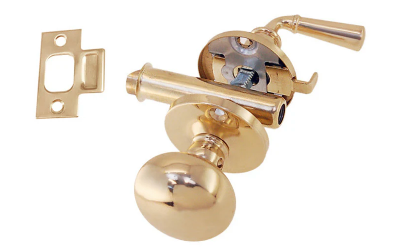Unlacquered Brass Screen Door Mortise Latch with Knob & Lever - Purdy Hardware - 