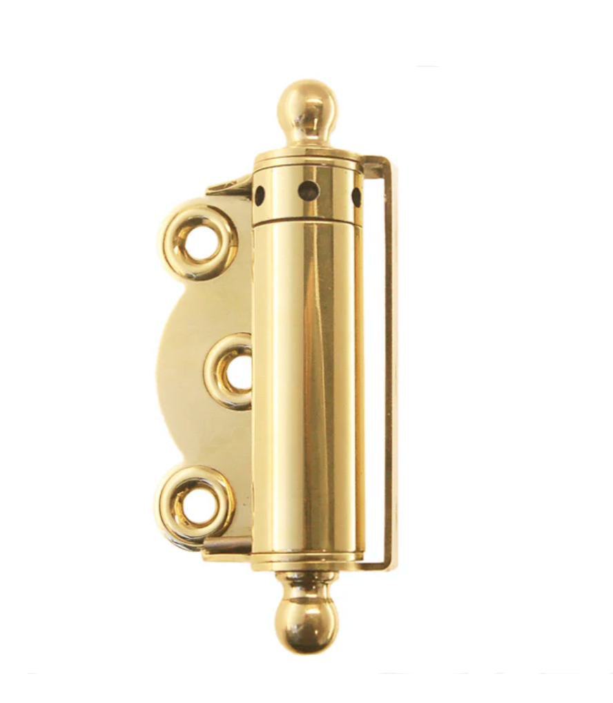 Polished Brass Half Surface Spring Door Hinge with Ball-Tips