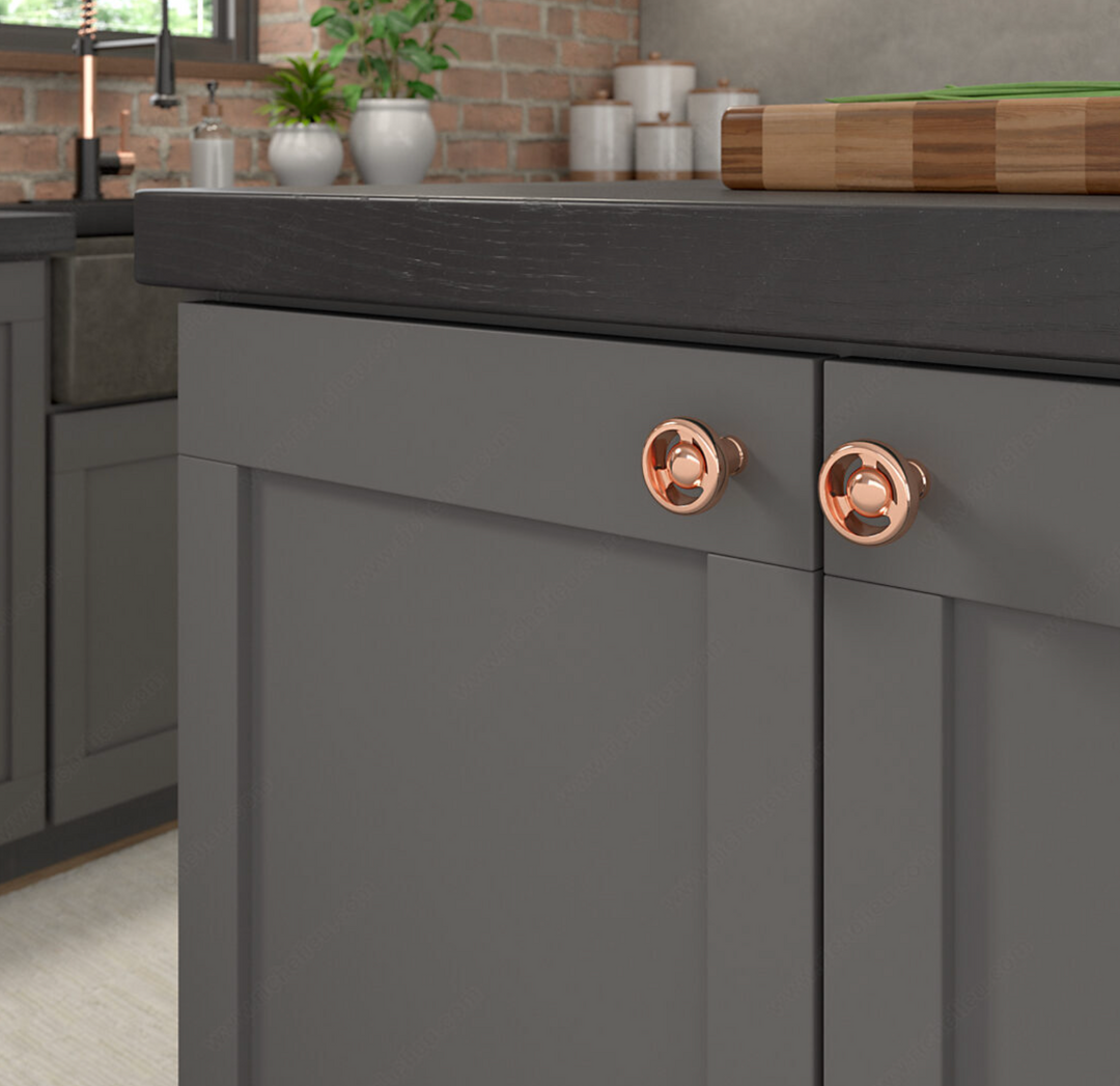 Polished Copper "Eklektikos" Pipe  Cabinet Knob & Drawer Pulls