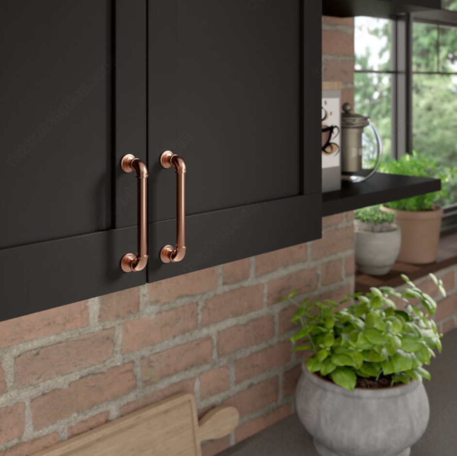 Rose Gold "Eklektikos" Pipe  Cabinet Knob & Drawer Pull