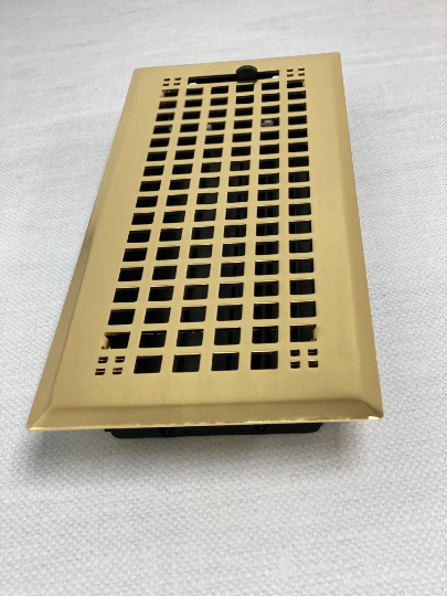 Decorative Polished Brass "Squares" Metal Register - Purdy Hardware - Registers