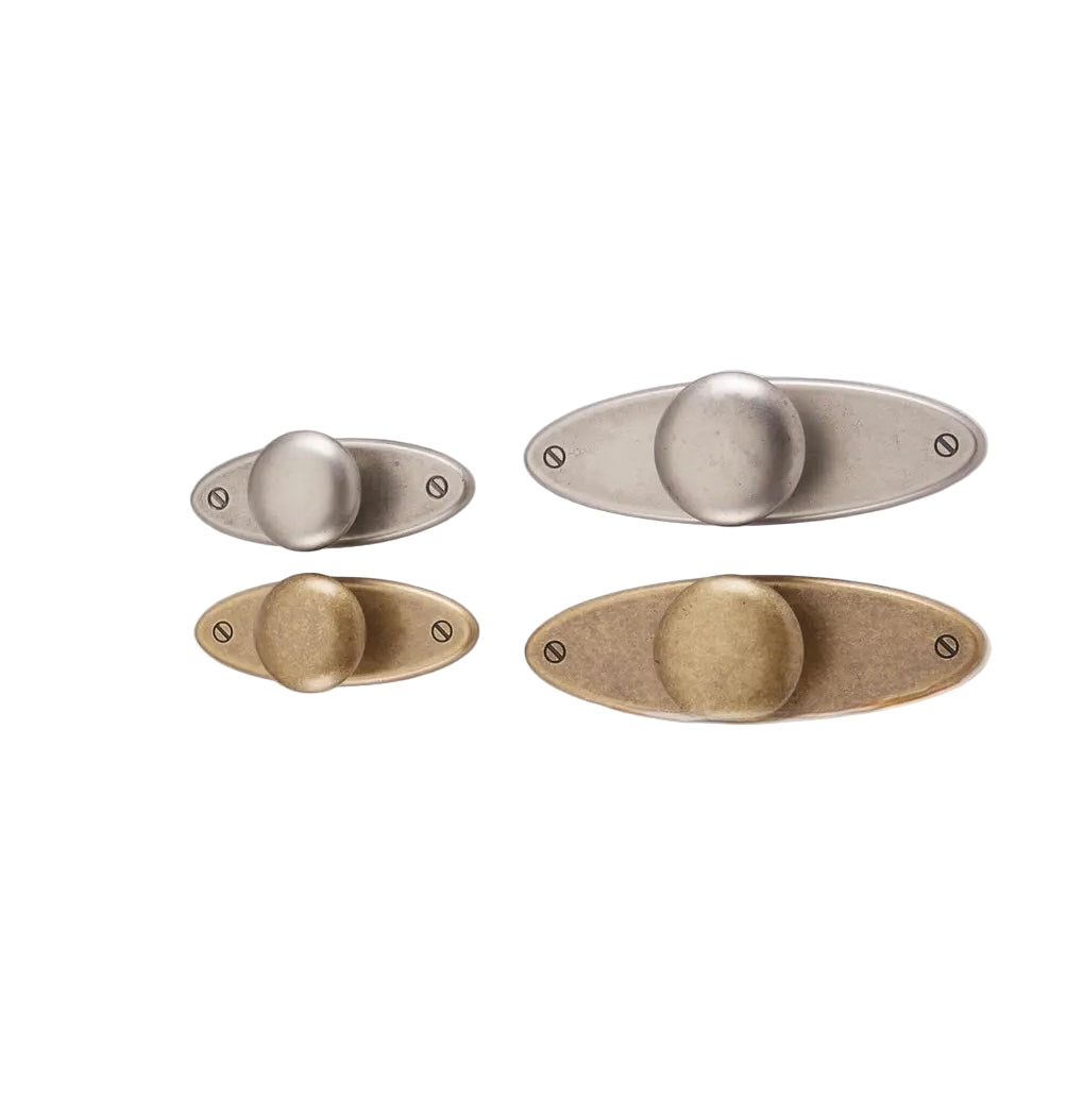 Oval Plate Knob with Escutcheon Antiques Cabinet Drawer Pull - Purdy Hardware - Oval Plate Knob with Escutcheon Antiques