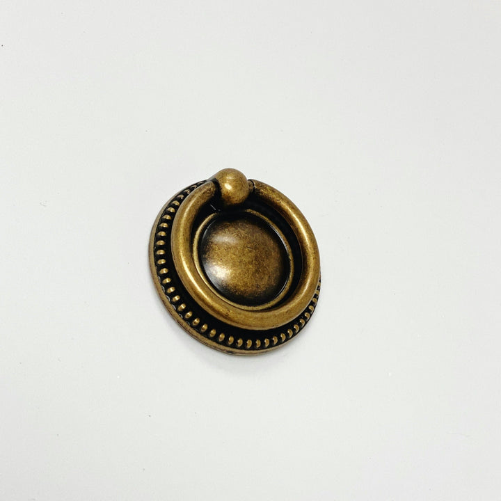 Antique Brass "Dots" Ring Pull and Cabinet Knob - Purdy Hardware - Bail Ring Pull