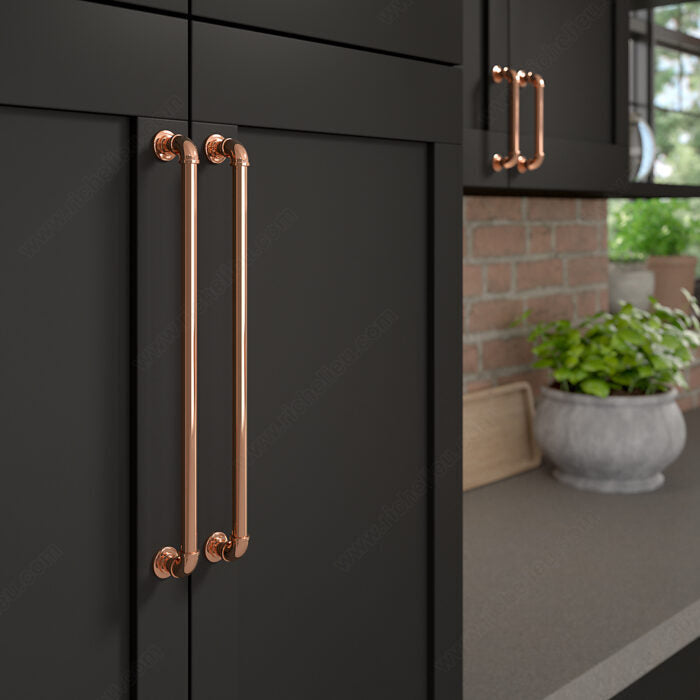 Polished Copper "Eklektikos" Pipe  Cabinet Knob &amp; Drawer Pull