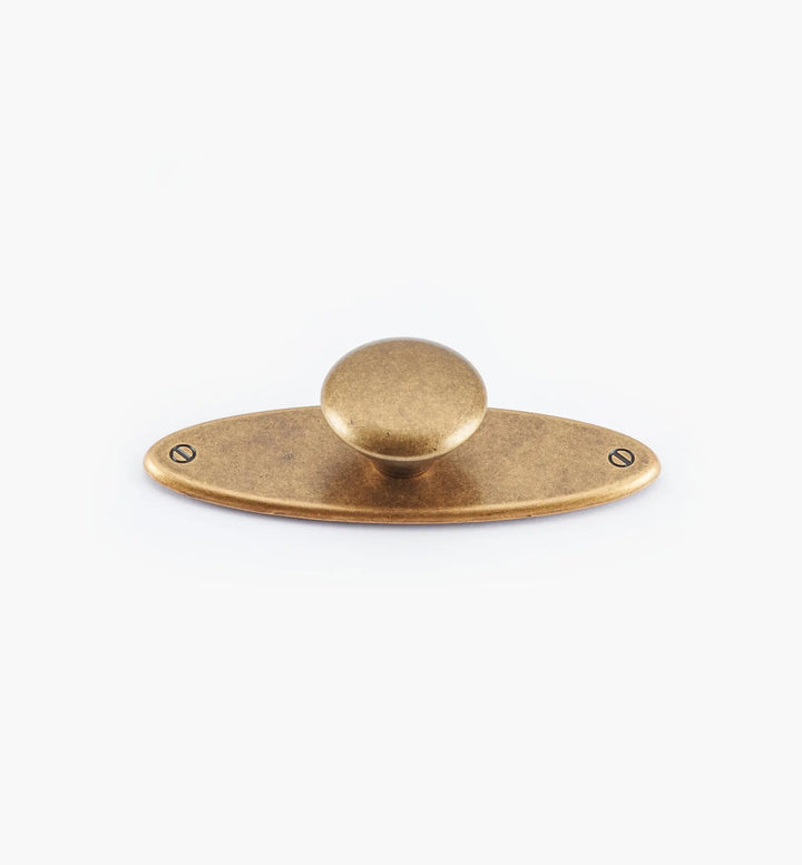 Oval Plate Knob with Escutcheon Antiques Cabinet Drawer Pull