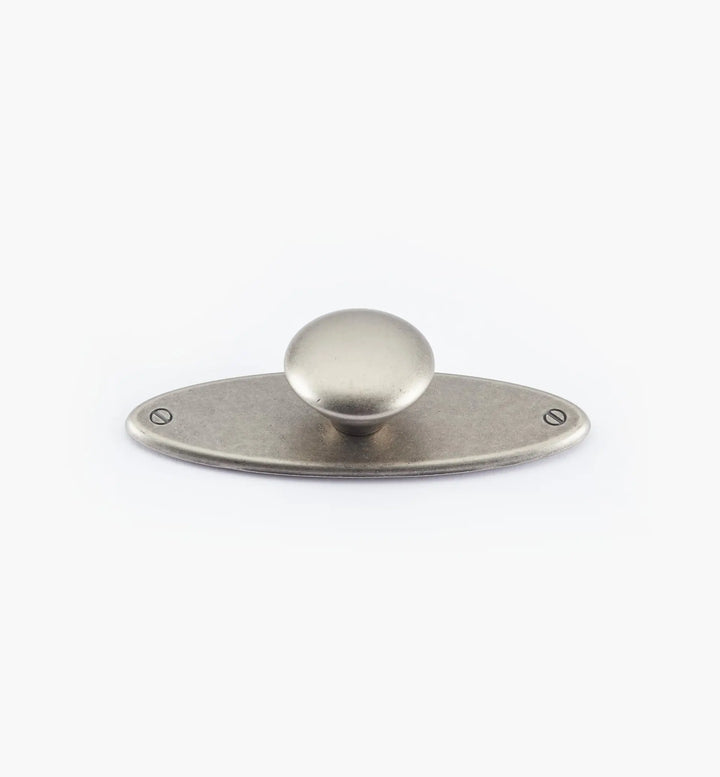 Oval Plate Knob with Escutcheon Antiques Cabinet Drawer Pull