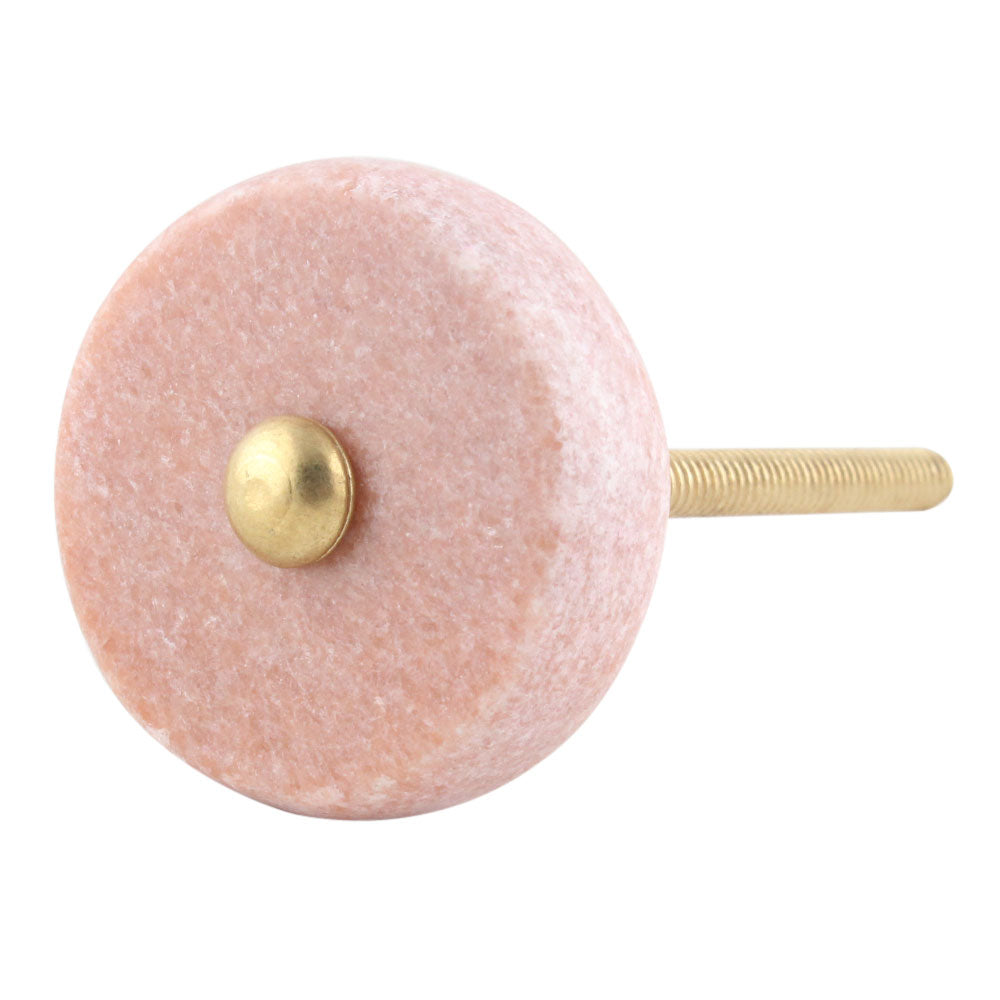 Light Pink Stone Flat Round Cabinet Knob - Purdy Hardware - 