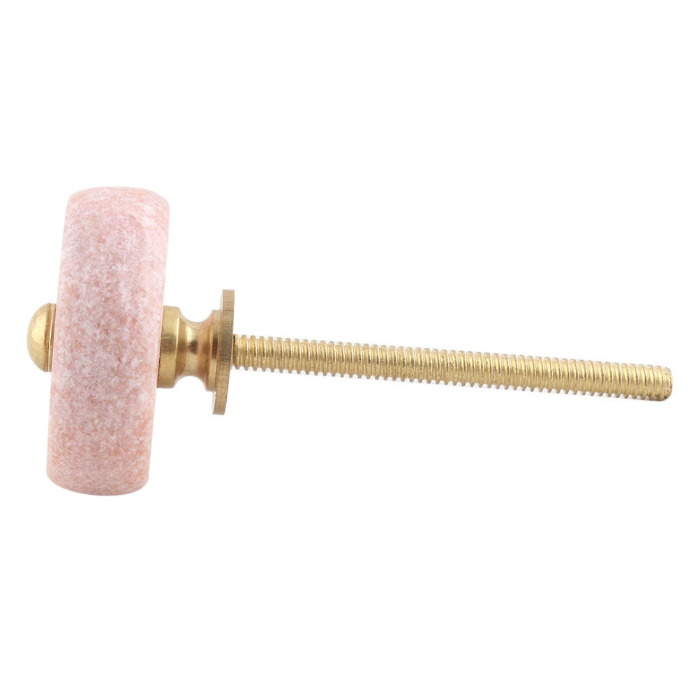 Light Pink Stone Flat Round Cabinet Knob - Purdy Hardware - 