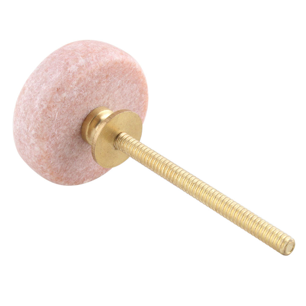 Light Pink Stone Flat Round Cabinet Knob - Purdy Hardware - 