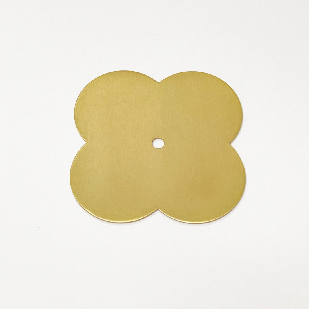Brass "Clover" Base Plate for Cabinet Knobs | Backplate - Purdy Hardware - 