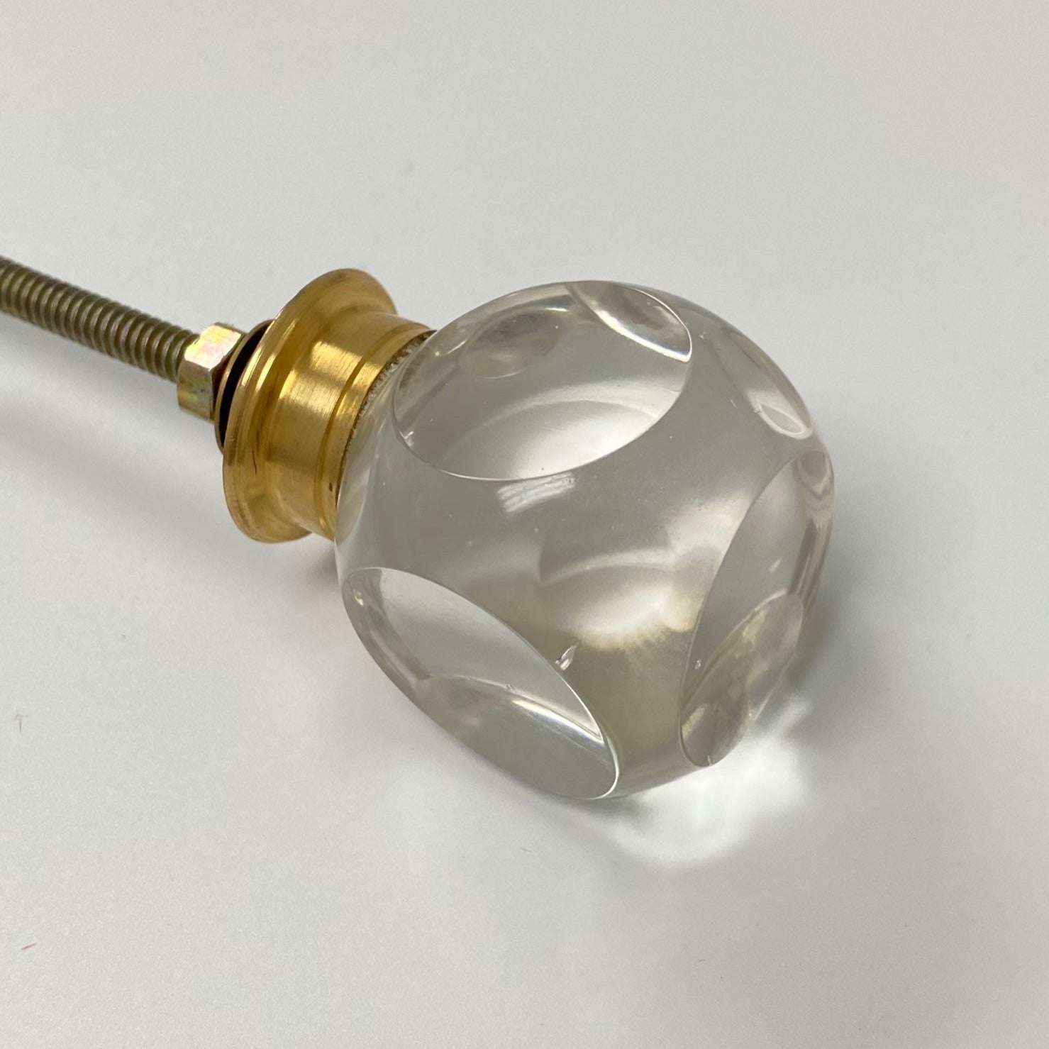Clear Glass Ends Cut with Brass Base Cabinet Knob - Purdy Hardware - 